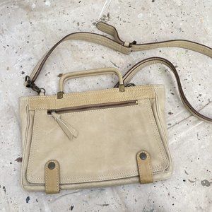 Nu New York Leather Satchel Bag, Minimalist Cream/Beige